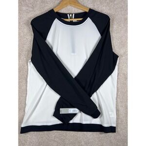NWT Retro Apt. 9 Women Large Blouse Top Black White 3/4 Sleeve Woven Pullover